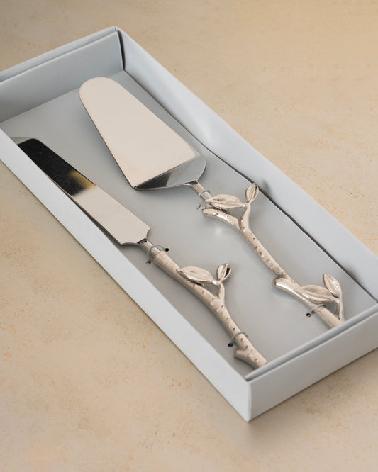 Cake Lifter & Knife Set, Silver